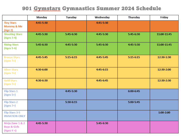 Summer Schedule 2024
