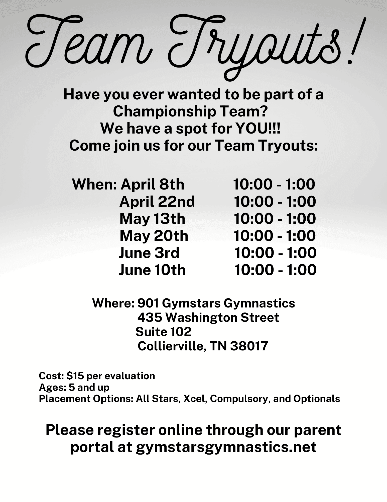 Team Tryouts Flyer
